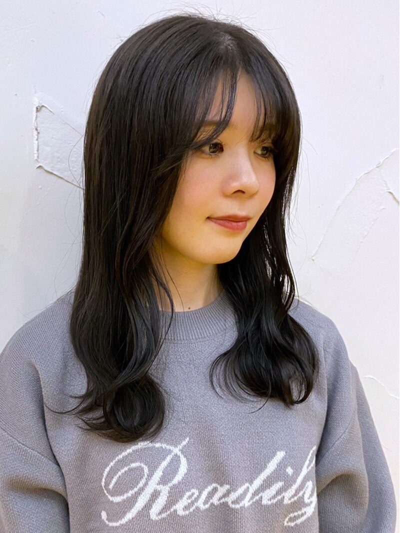 オリーブベージュ ダークアッシュ 前髪カット 似合わせカット